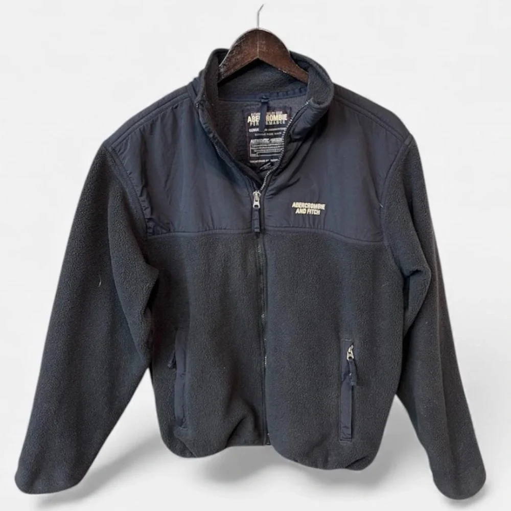 Vintage Abercrombie And Fitch Y2K Fleece Jacket Navy Men Small
